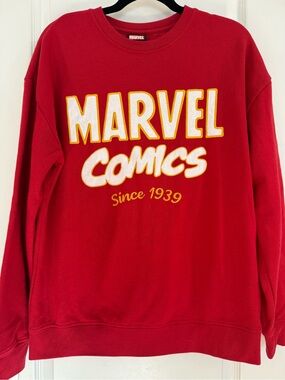 Marvel Red Crewneck Sweatshirt with White & Yellow Logo